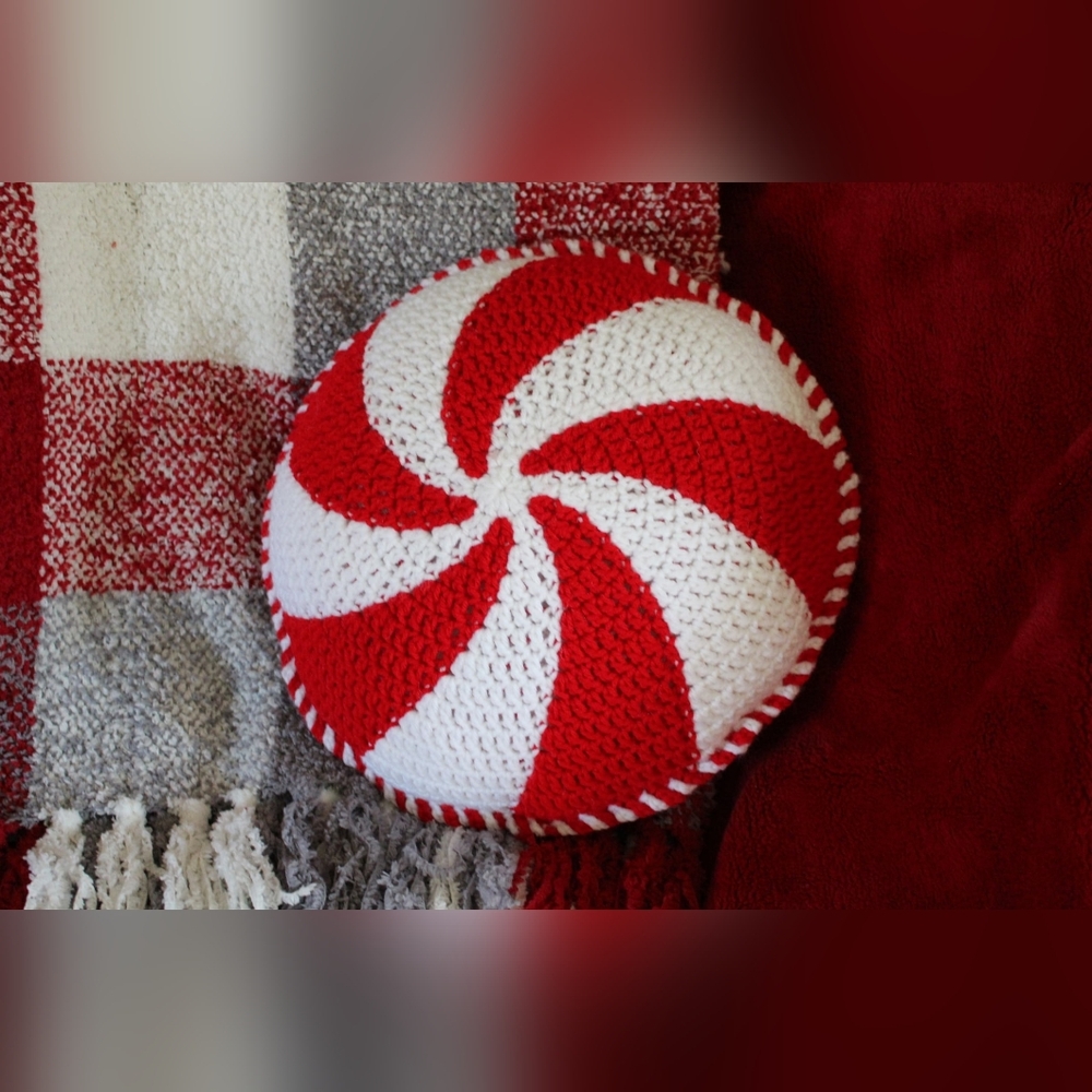 Handmade Peppermint Swirl Pillow